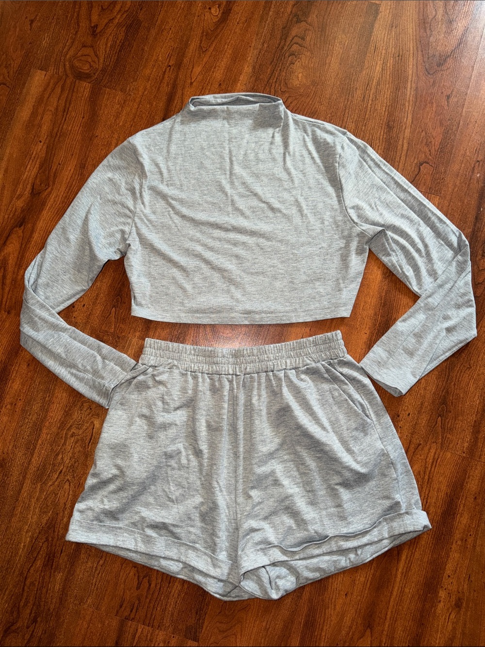 SHEIN Curve Light Gray Knit Top - Soft Casual Two-Piece Set